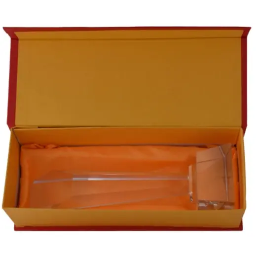 Large Pillar Crystal Trophy Gift Box Open